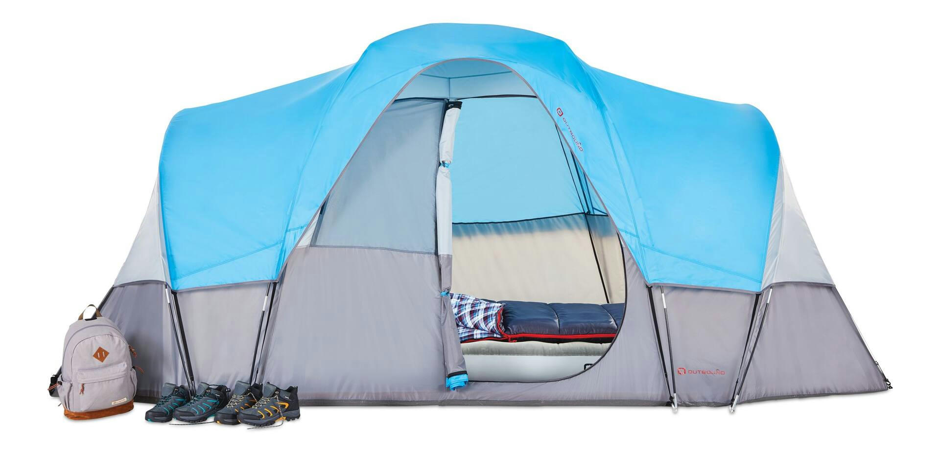 Outbound 3-Season, 8-Person Camping Dome Tent w/ Rain Fly & Carry Bag