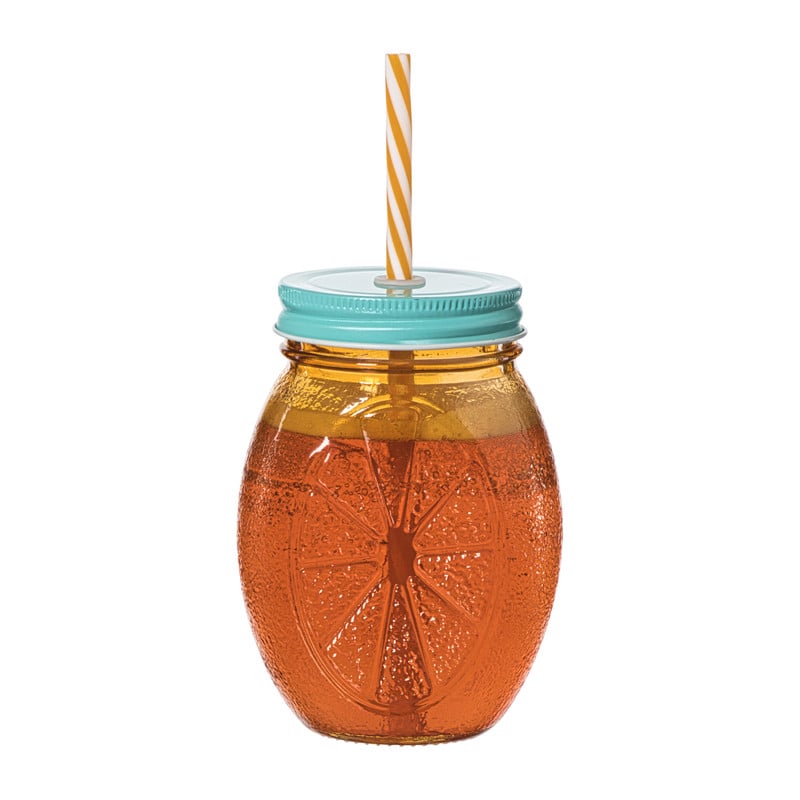 Mason jar citroen- oranje - 450 ml