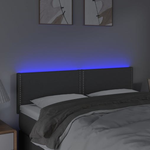 NNEVL LED Headboard Dark Grey 144x5x78/88 cm Fabric