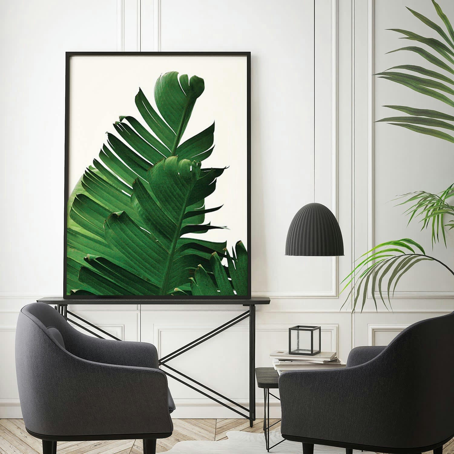 PALMERAS - Affiche avec cadre noir - Banane - 30x40