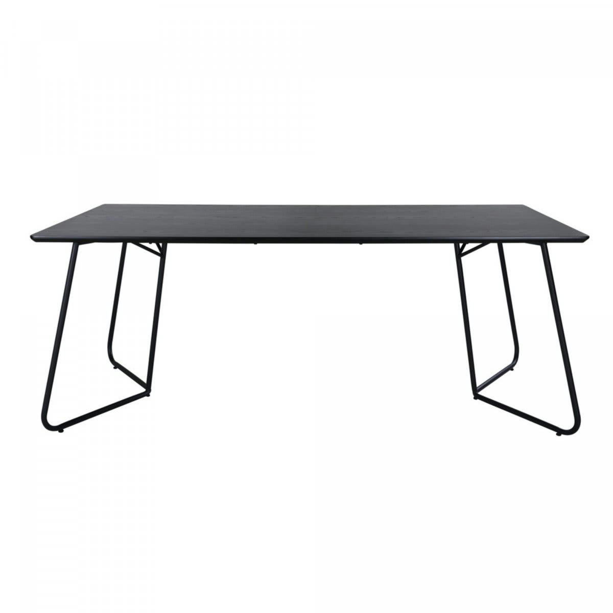 TYSIO - Table à manger 190x90cm en bois et métal noir noir