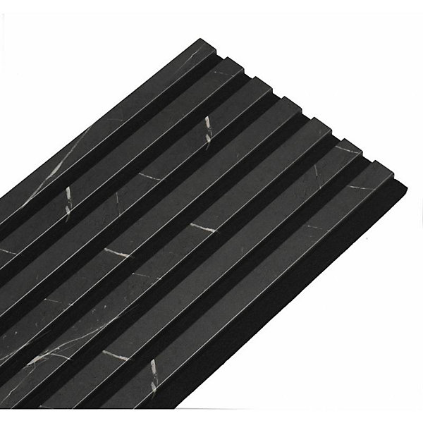 Lot de 2 Panneaux tasseaux bois 250 x 30 x 1,9 cm - décor marbre noir/feutrine noir - 1,5m²