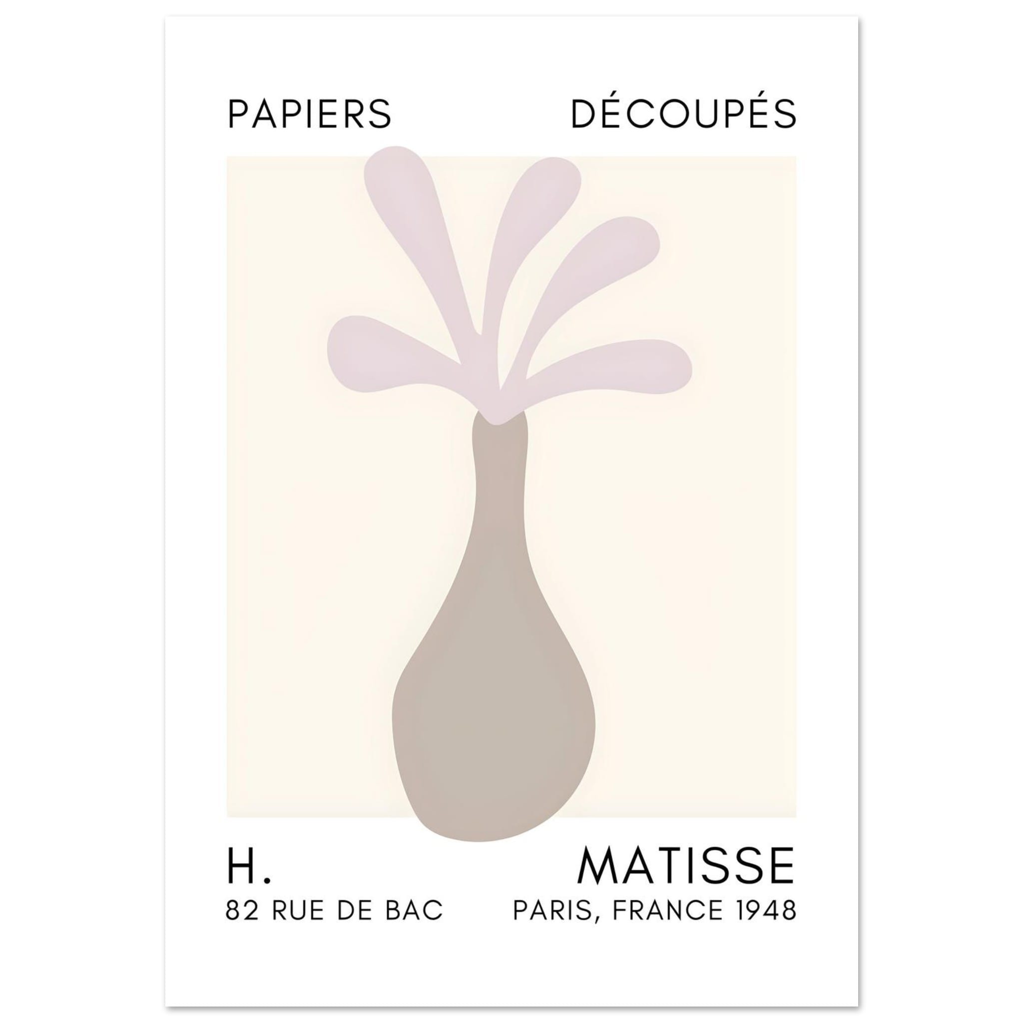 Artfulprints Poster Matisse - Ocean flower grey  - A4 21x29.7 cm - Grijs