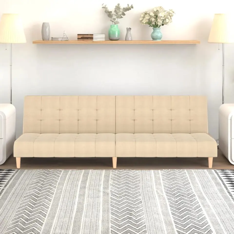 vidaXL - Slaapbank 2-zits - Cr&egrave;me - Stof