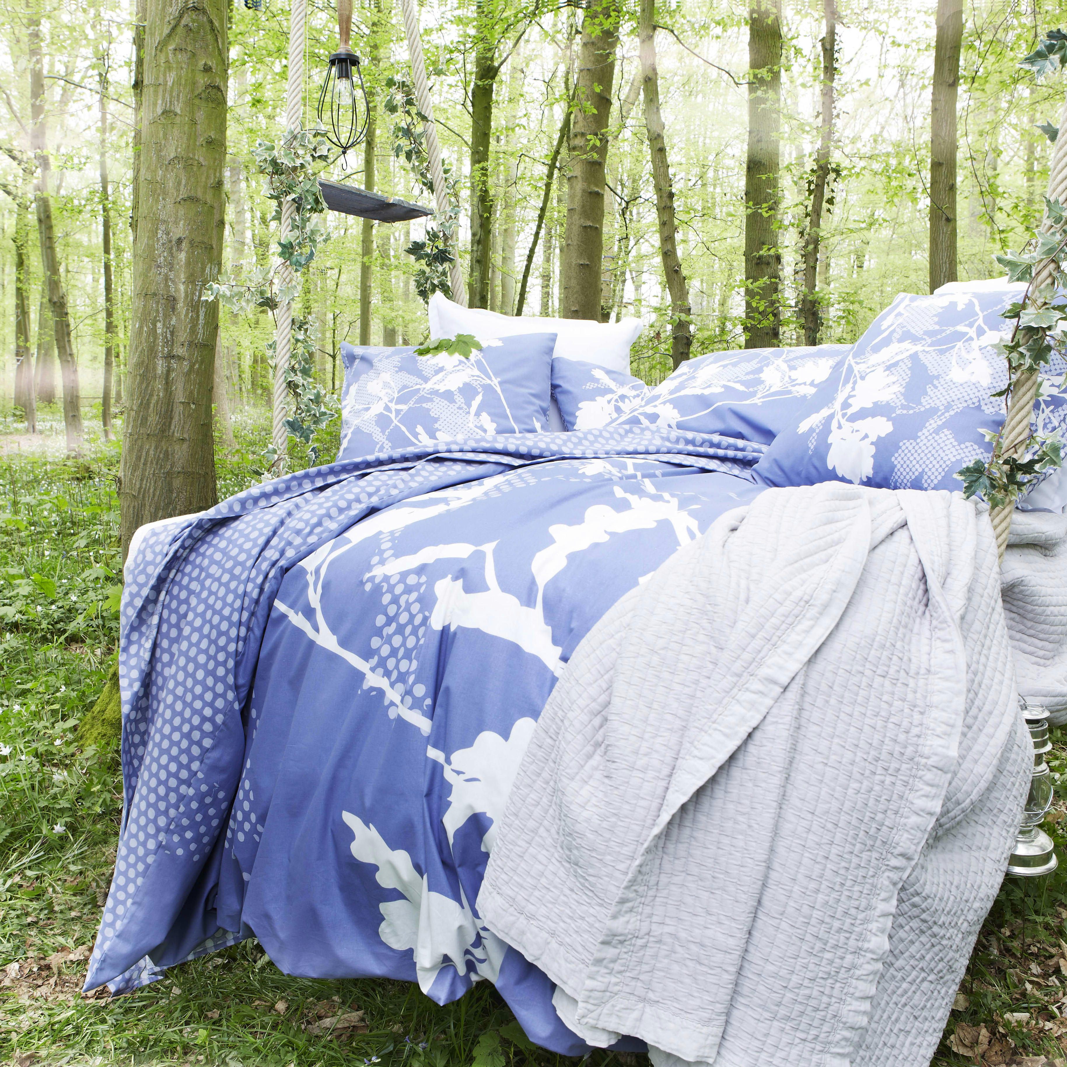 SHERWOOD - Taie d'oreiller imprimée en coton bleu 50x75