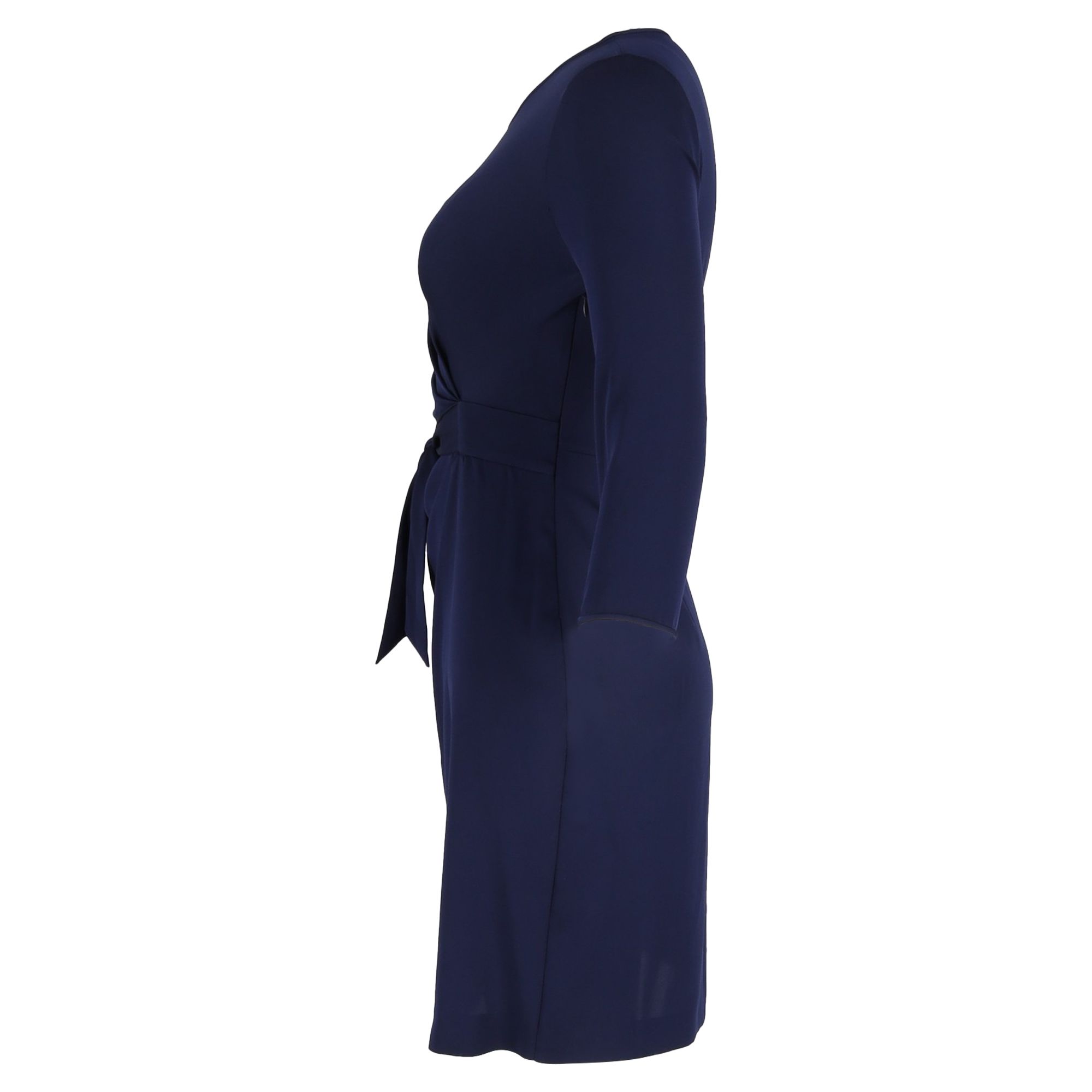 Diane Von Furstenberg Preloved Mini Bow-Waist Dress in Navy Blue Polyester