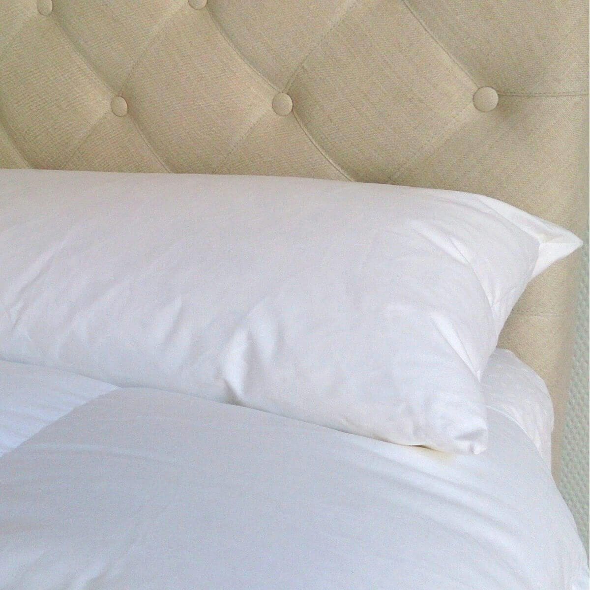 PREMIUM - Traversin plat naturel moelleux en plumes et duvet 90 cm