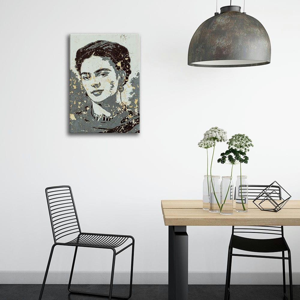 - Tableau portrait de Frida Kahlo sur un mur 50x80cm