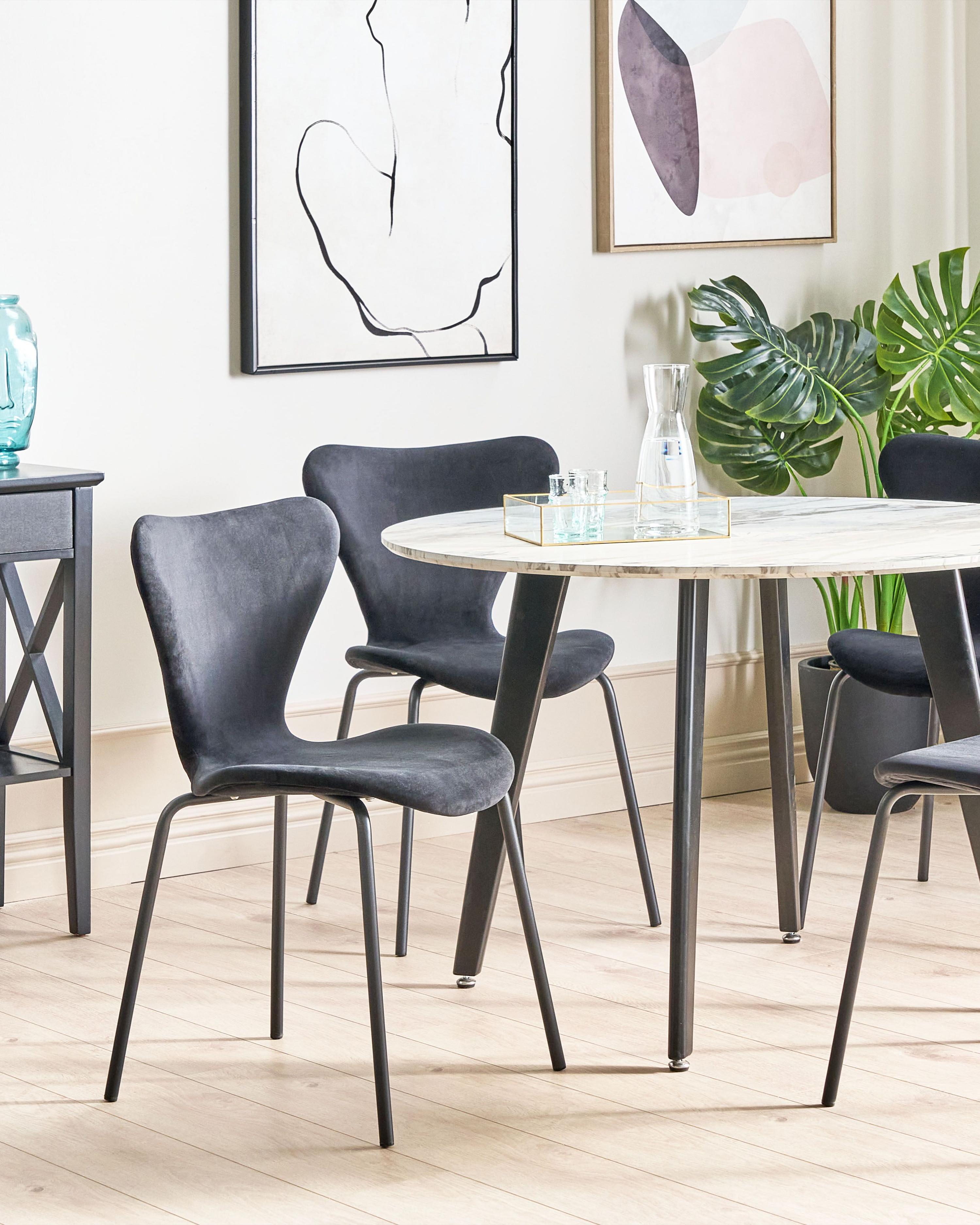 Set of 2 Dining Chairs BOONVILLE Velvet Black