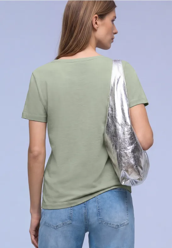 Kurzarm Shirt mit Folien-Wording