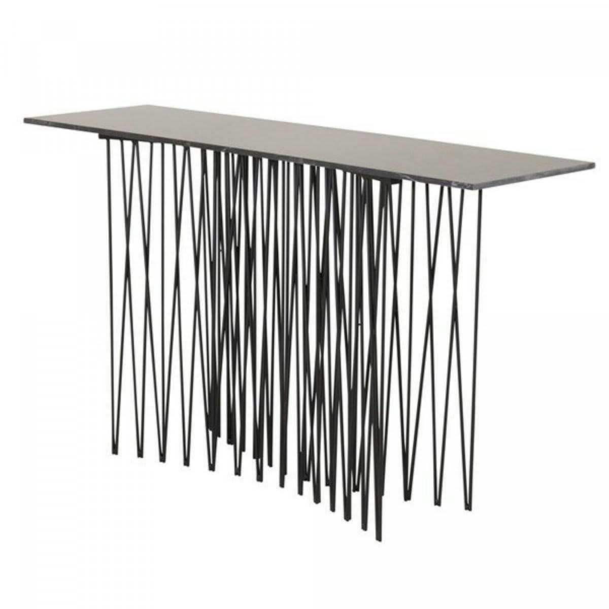 BHIA - Console pieds design effet marbre noir