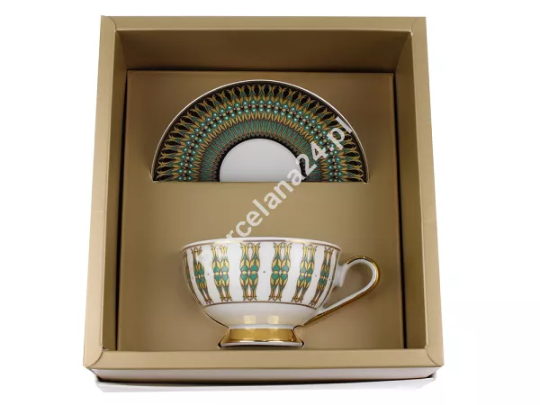 Filiżanka ze spodkiem do herbaty 0,22 L / 14,5 cm Ćmielów - Astra G413 India GIFT BOX