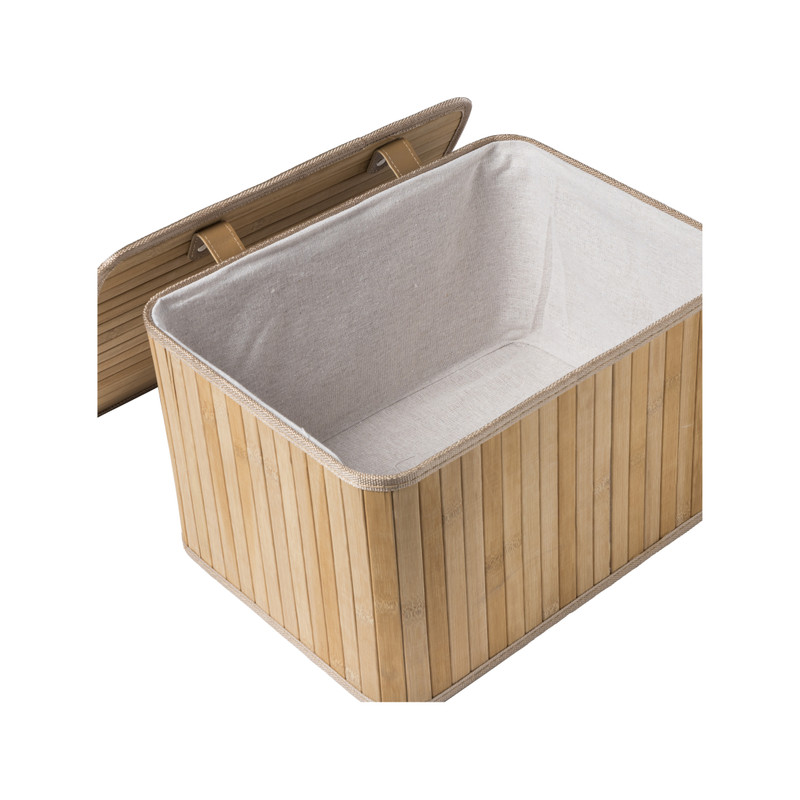 Opbergmand met deksel Oscar - 22x26x36 cm - naturel