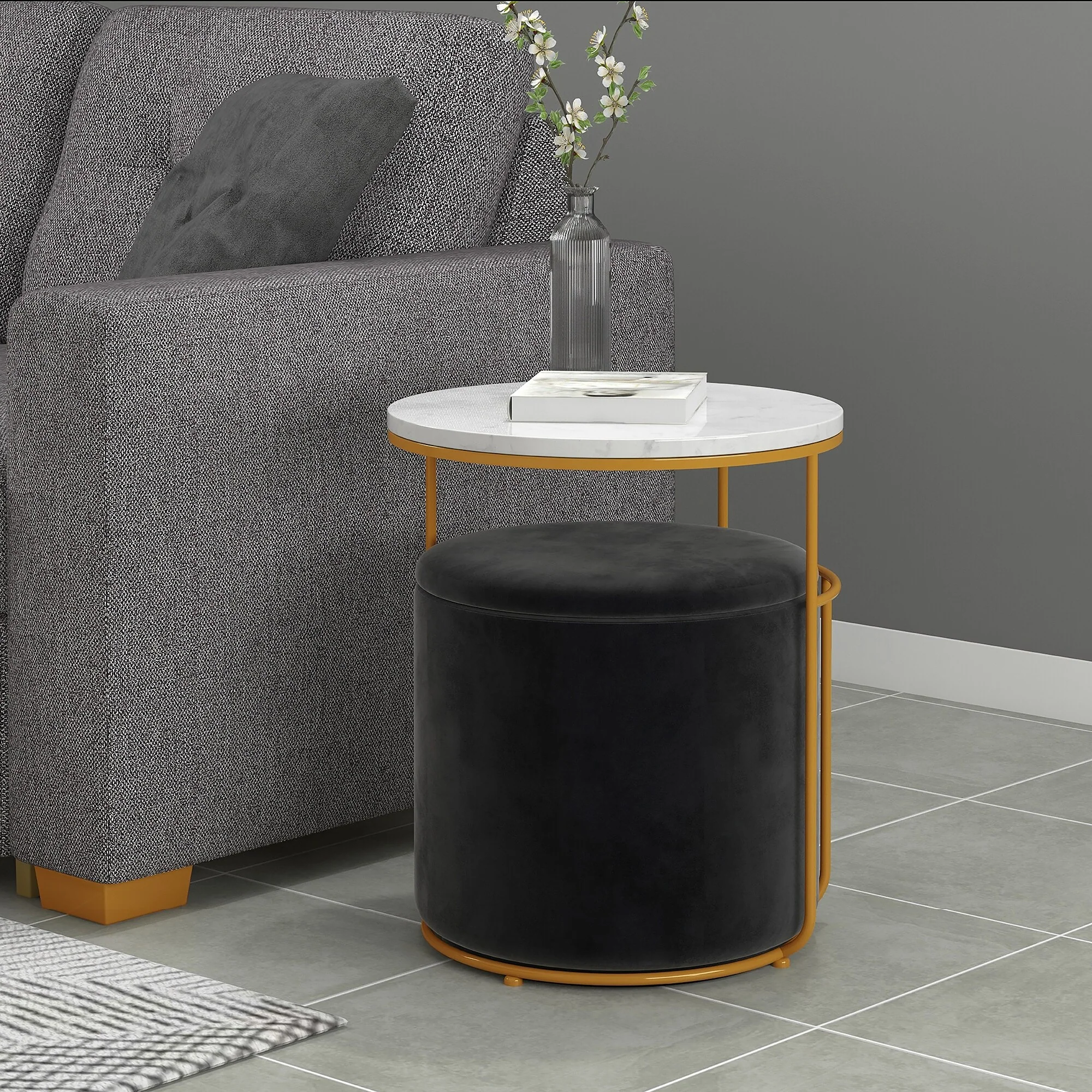 Accent Table & Storage Ottoman Se