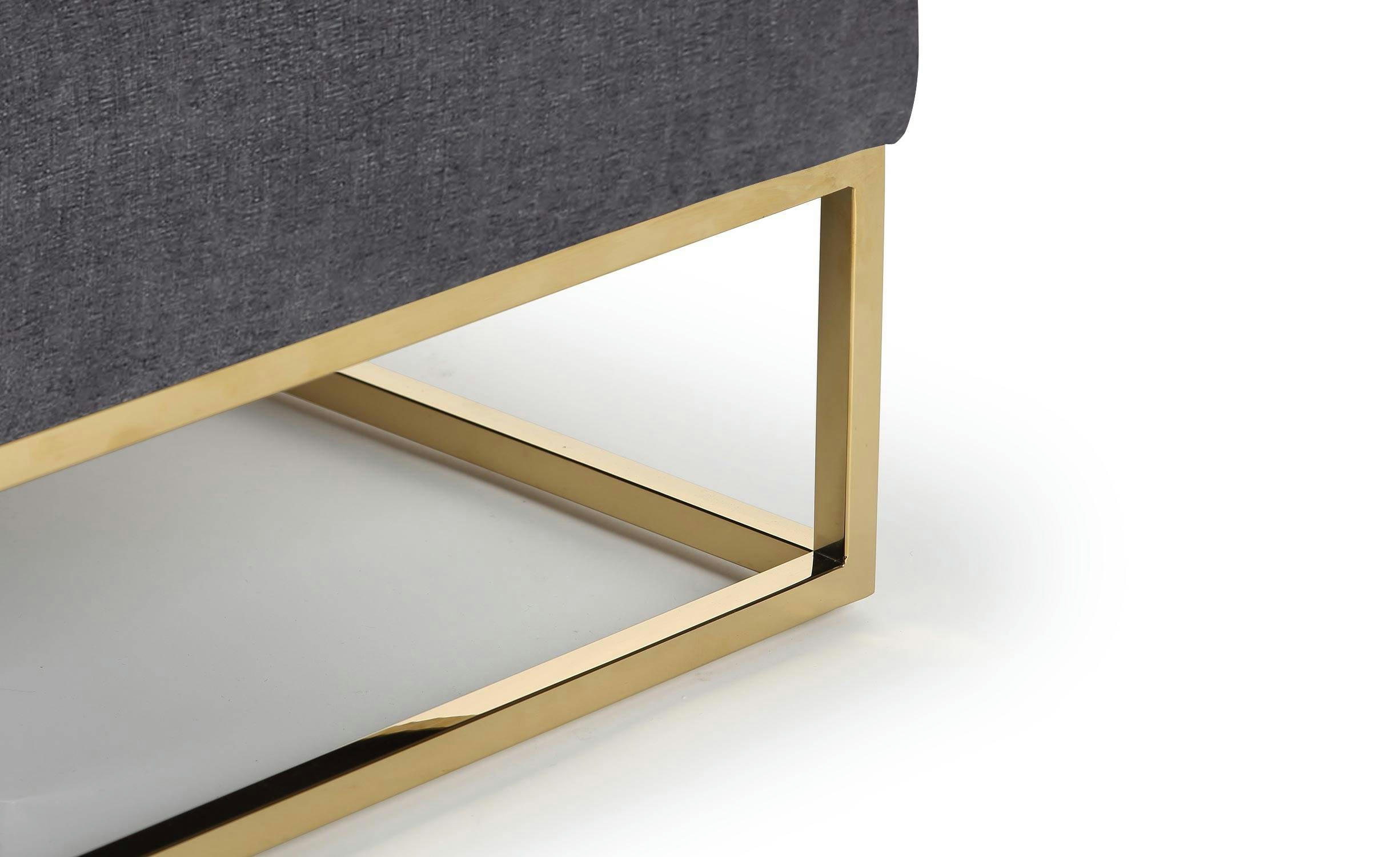 HUDSON - Pouf carré tissu gris foncé