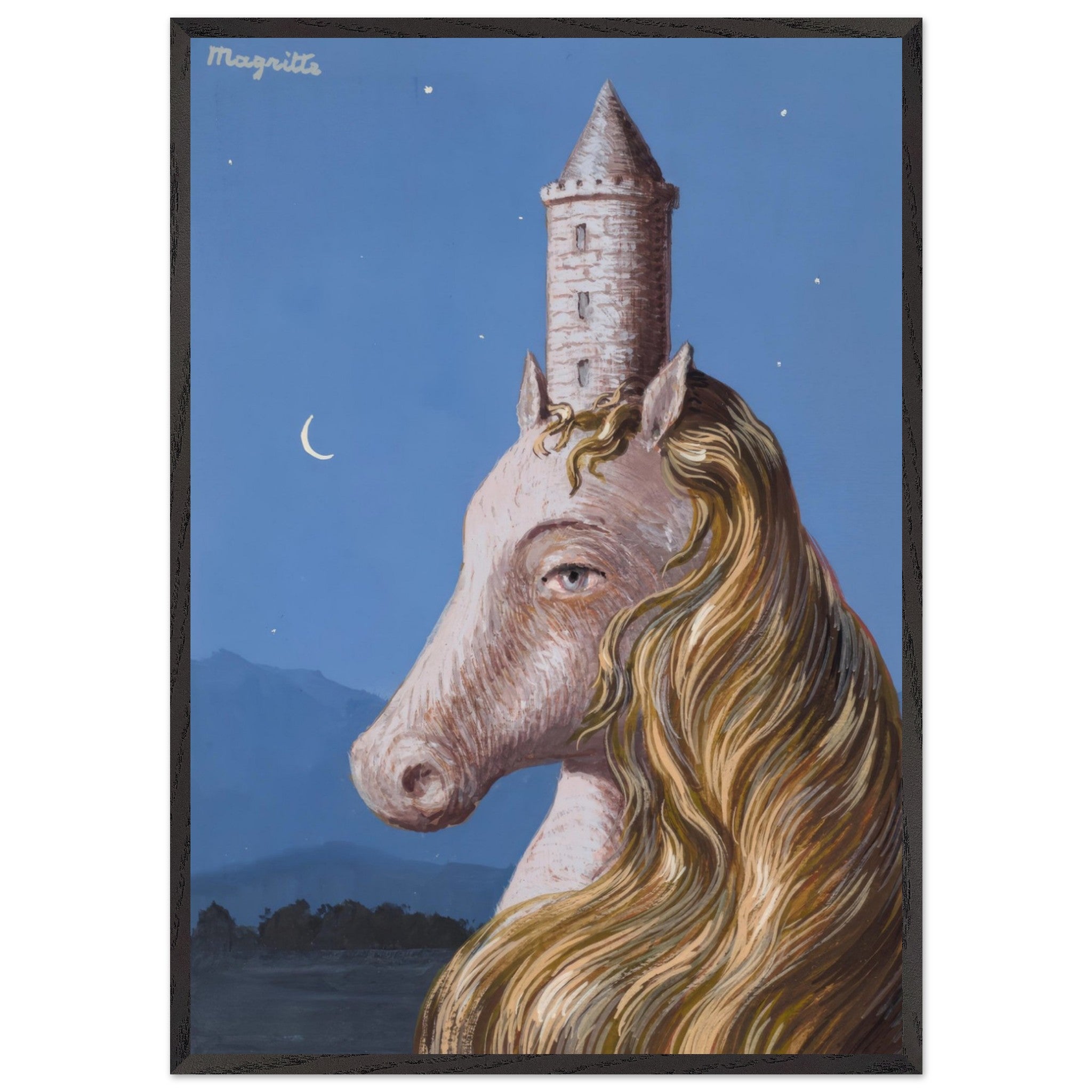 Artfulprints Poster met Lijst René Magritte - Le coeur du monde  - 70x100 cm - Blauw