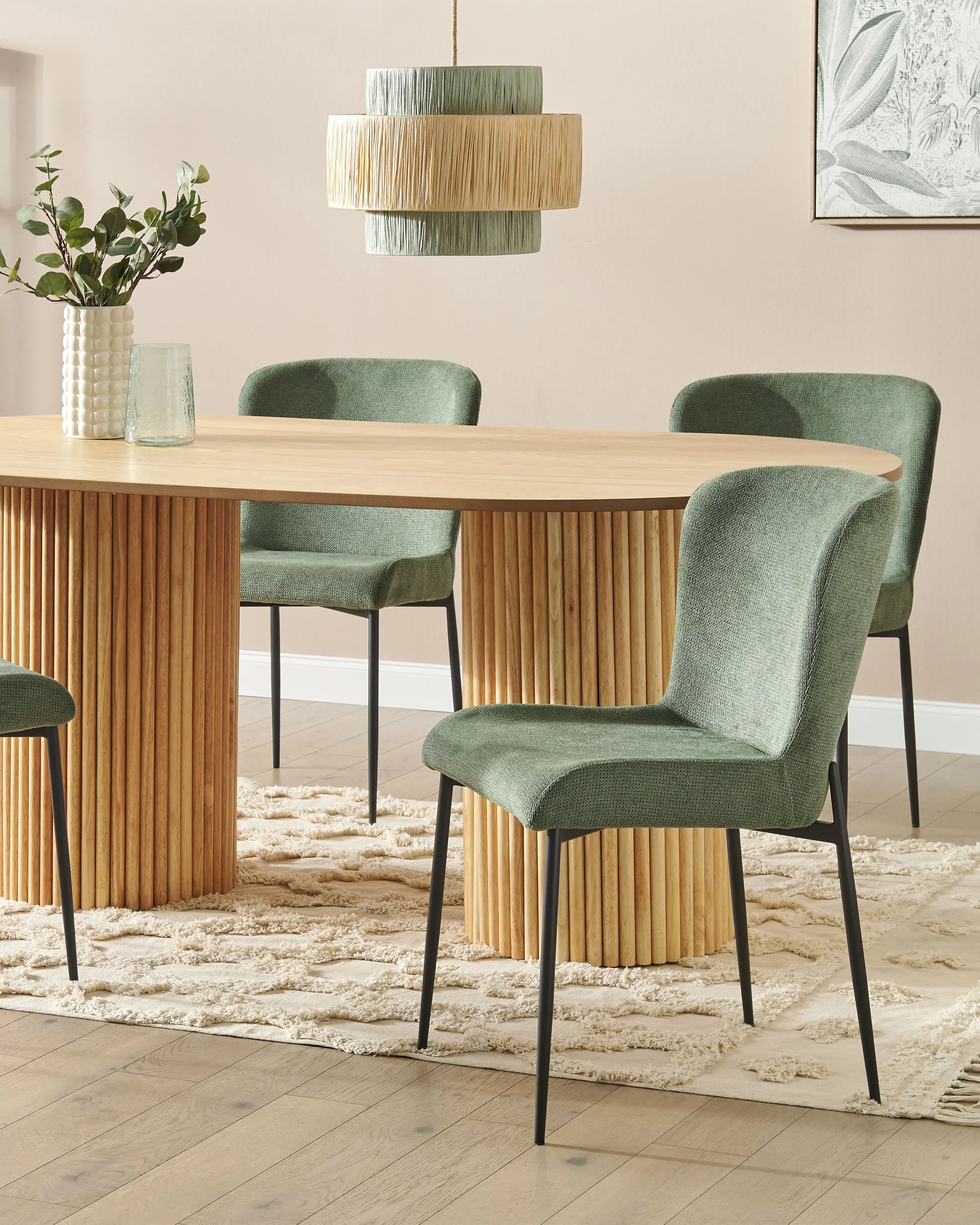 Set of 2 Dining Chairs ADA Fabric Dark Green