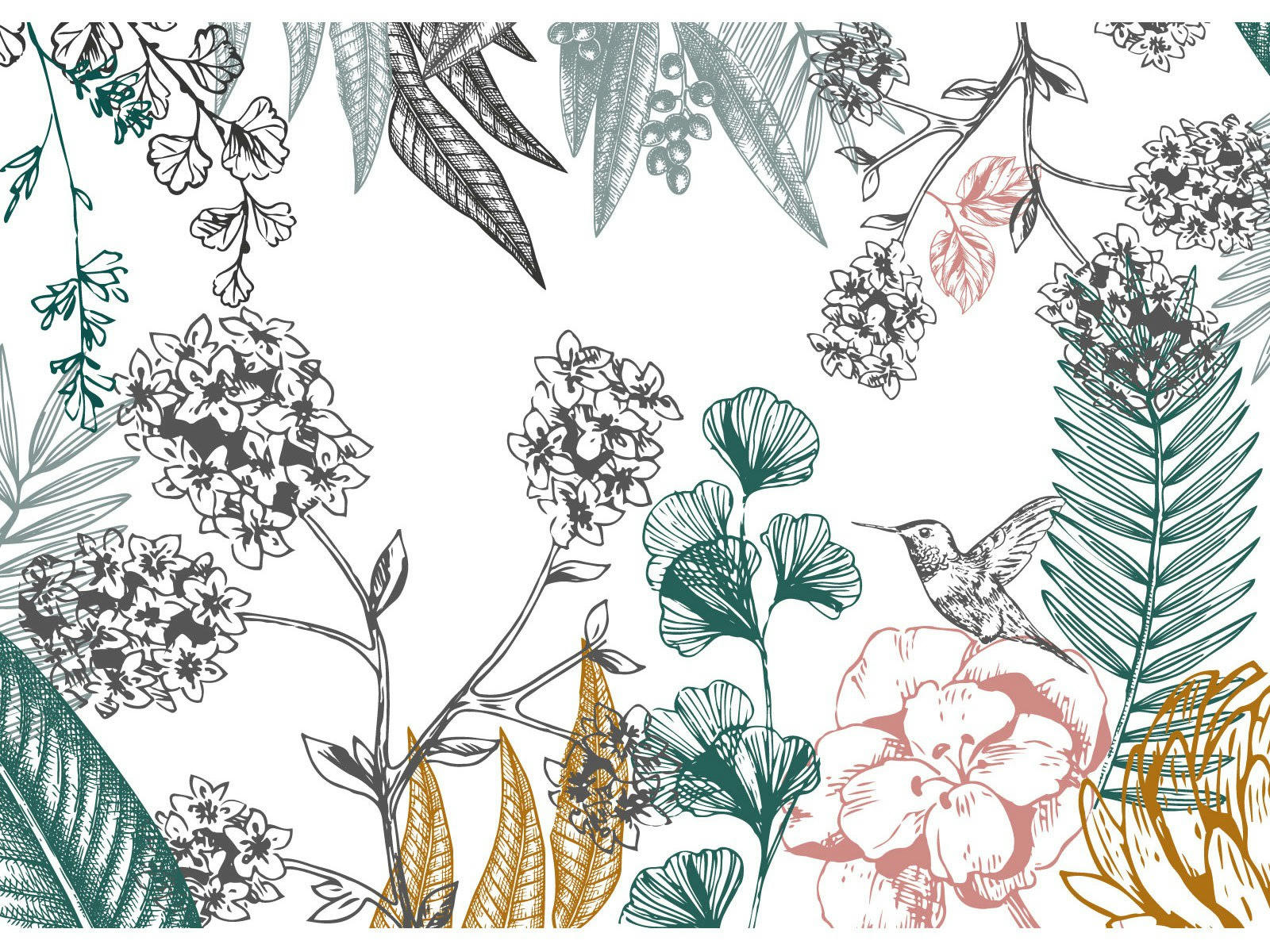 - Papier peint panoramique adhésif orée du bois vert forêt 3m50x2m50