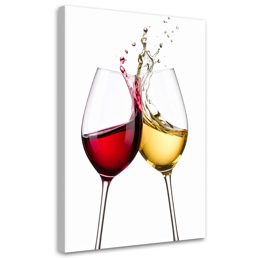 Obraz do salonu kuchni jadalni, Biale i czerwone wino 20x30