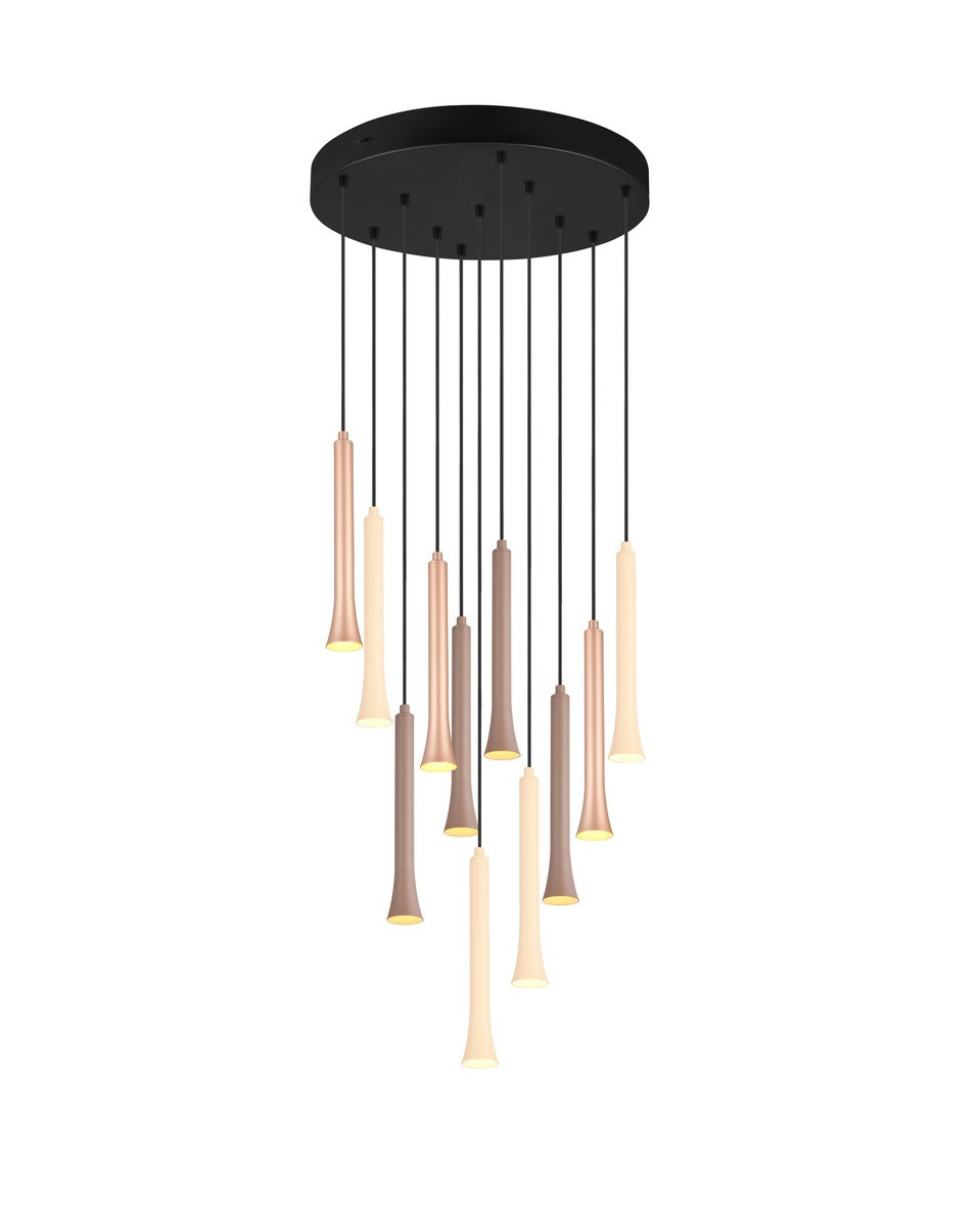 Lampa wisząca FIATO brązowo-czarna LED 11x3W Odcienie bieli 1400lm Trio