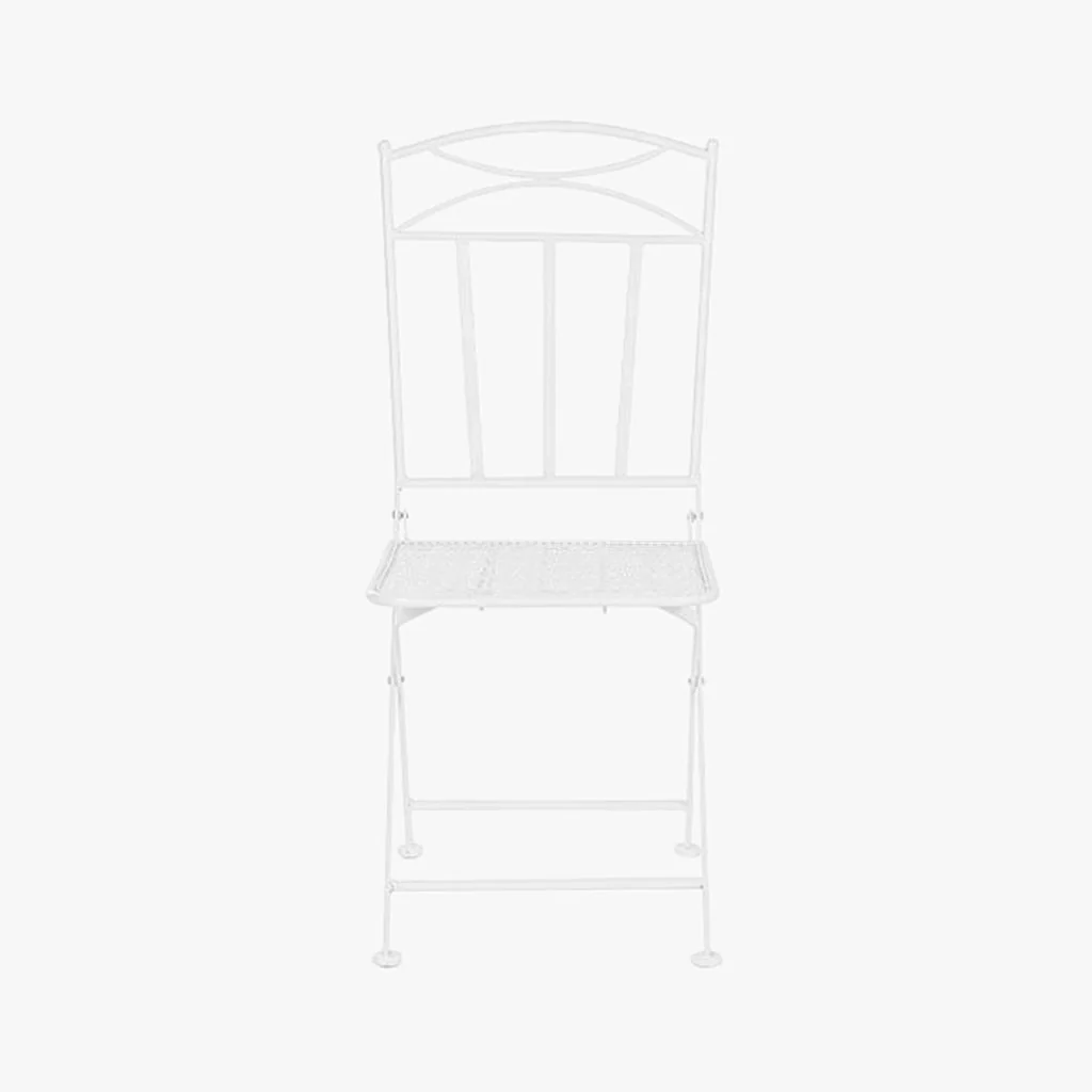 Conjunto de mesa e duas cadeiras em metal com folhas branco REVIVAL