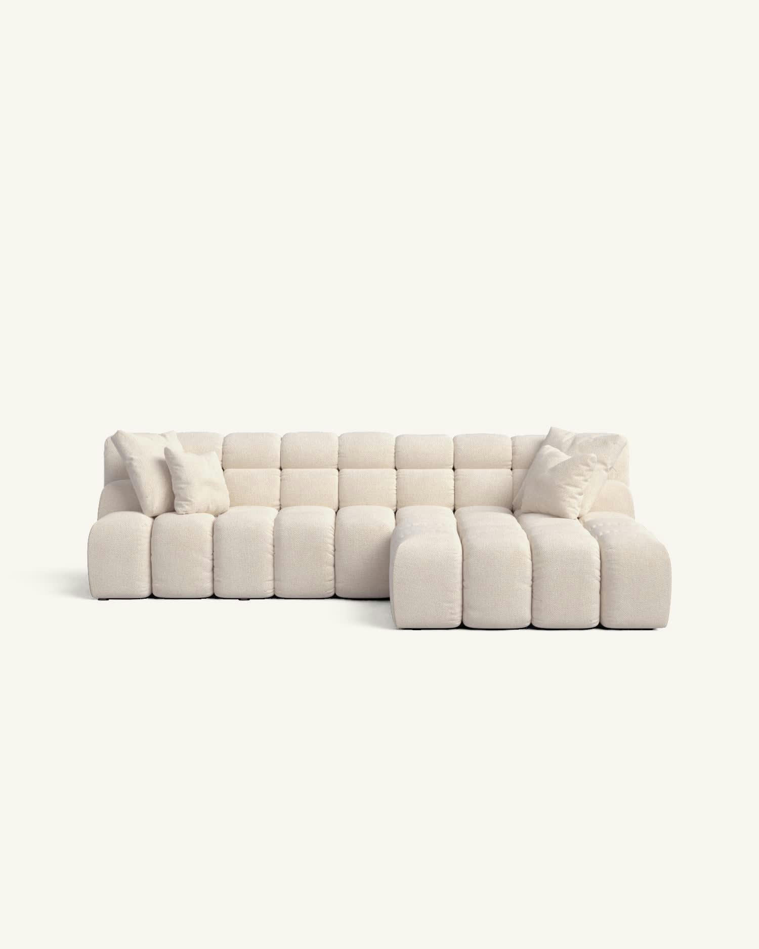 TOSCU - Canapé d'angle droit 2 places  tissu beige