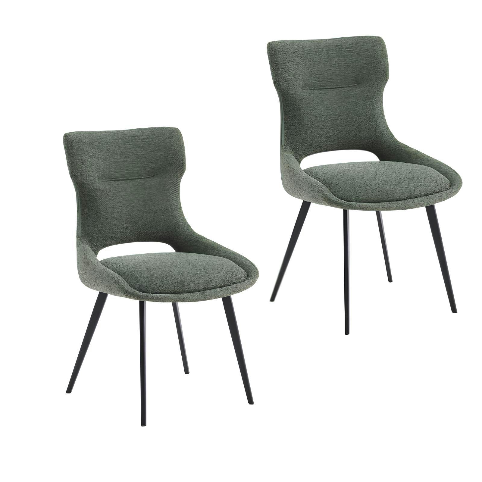 Chaise de salle à manger verte en tissu (lot de 2) LUGANO