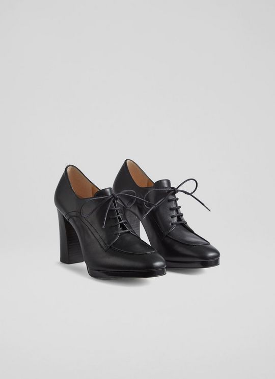 Attilio Black Leather Platform Lace-Ups