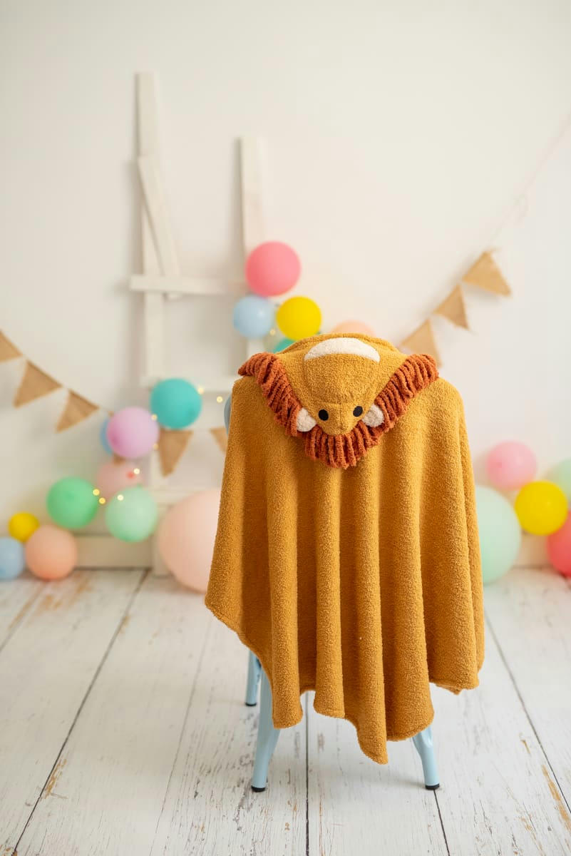 BAÑO - Serviette à capuche lion 100% polyester marron