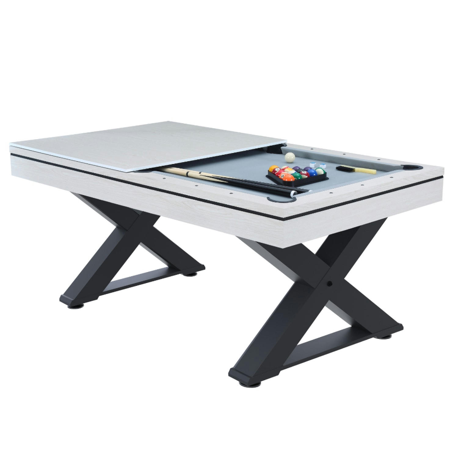 TEXAS - Table multi-jeux, ping-pong et billard en bois blanc