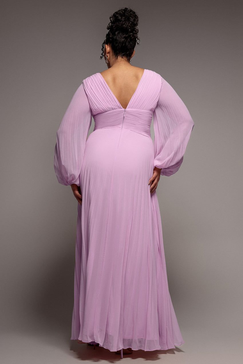 Goddiva Balloon Sleeve Chiffon Maxi Dress