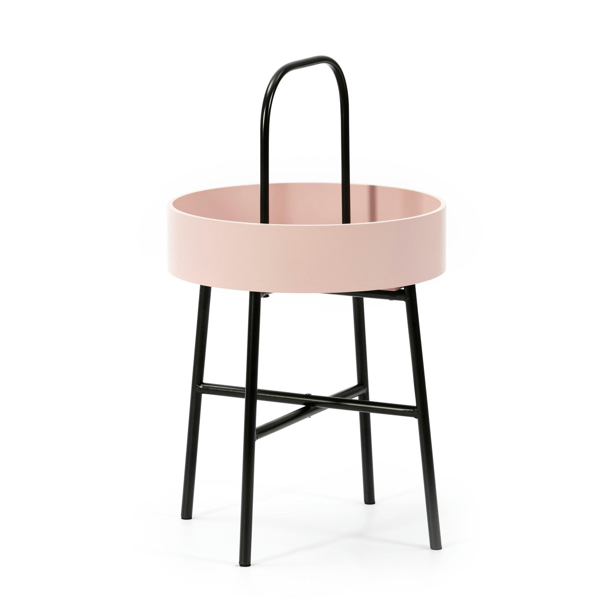 JAIPUR - Bout de canapé avec plateau en mdf rose et structure métallique