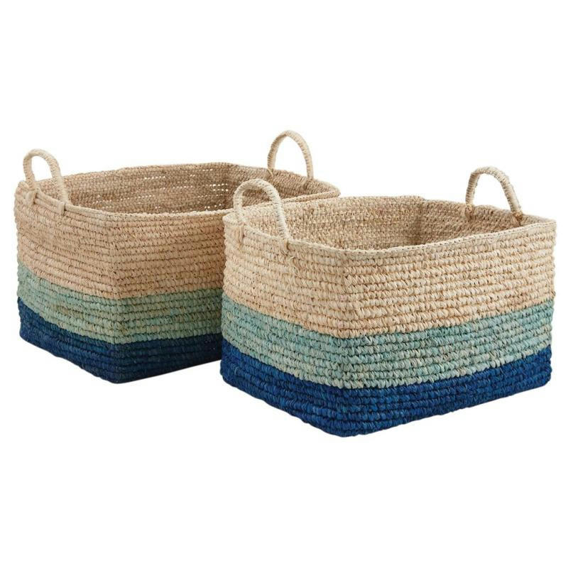 - Corbeilles de rangement en jonc (lot de 2)