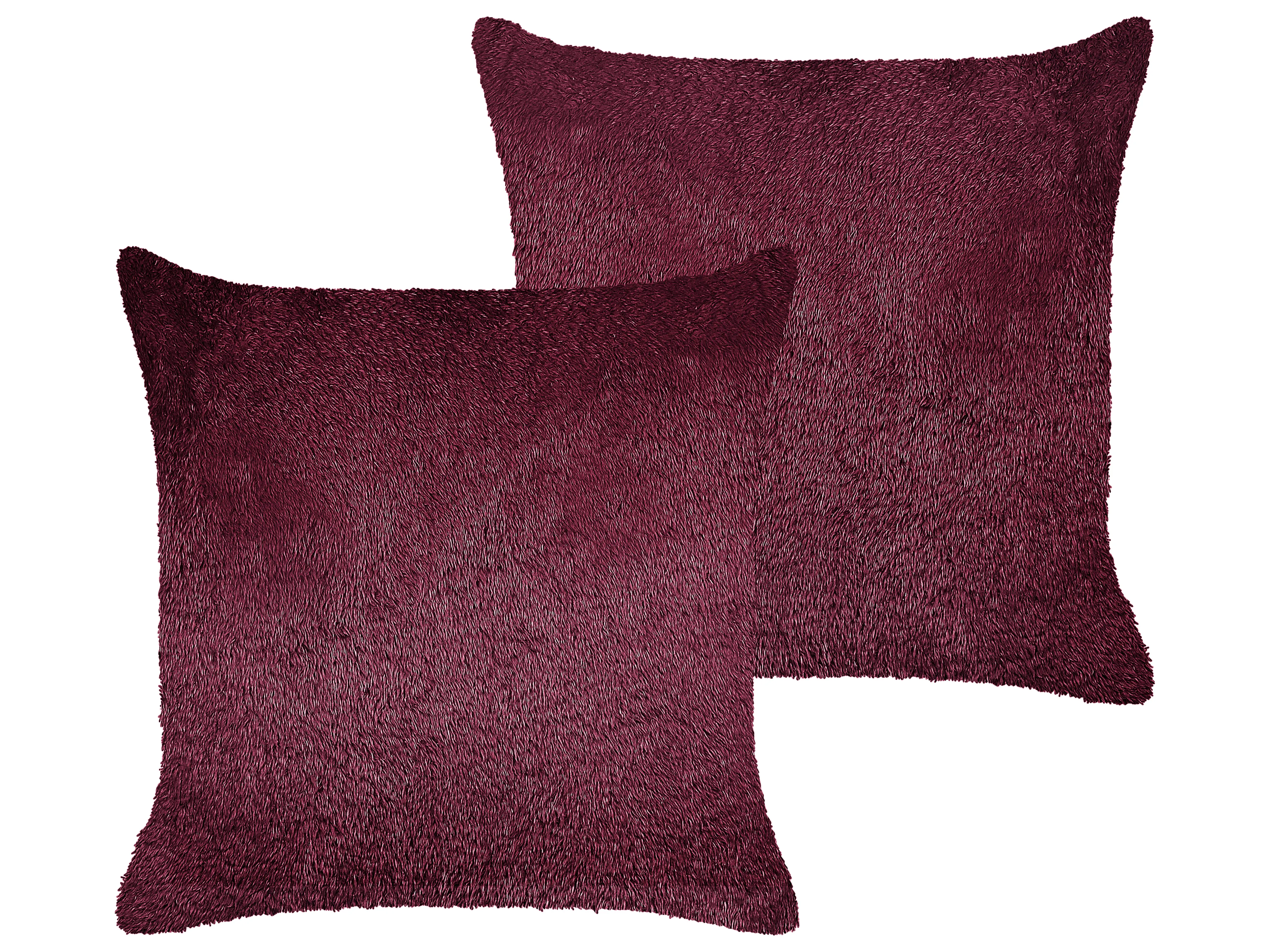 Throw Cushion PILEA Faux Fur 45 x 45 cm Burgundy Solid