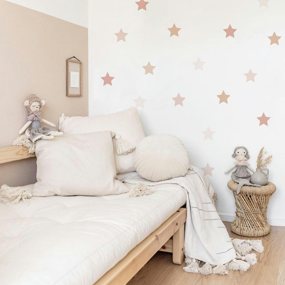 STARS1 - Stickers mureaux en vinyle étoiles rose et beige