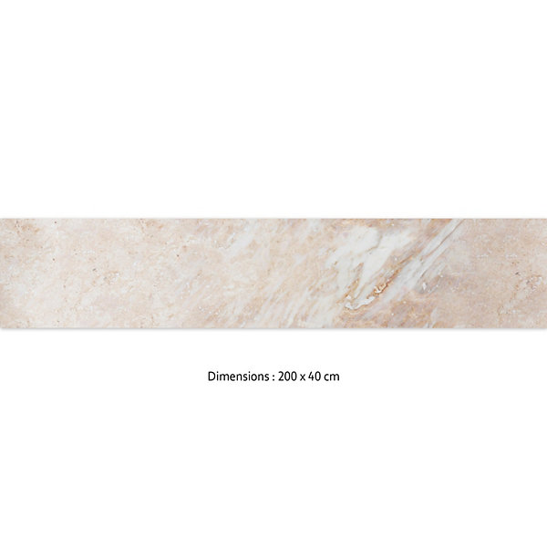 Crédence cuisine adhésive en vinyle effet travertin beige, 200 x 40 cm, design raccordable