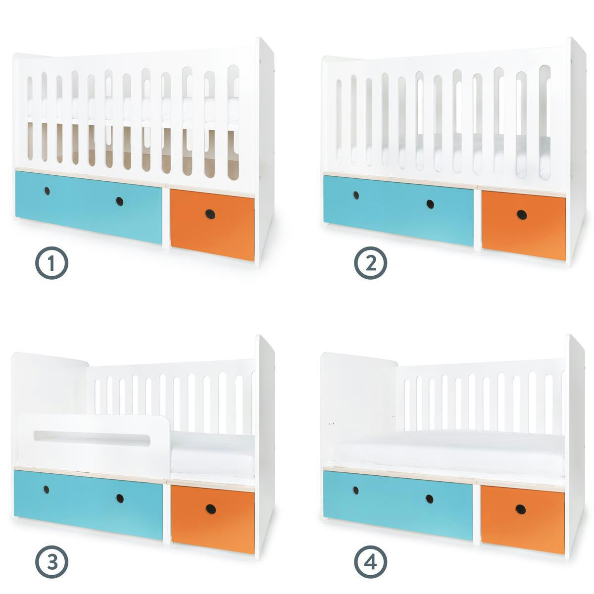 COLORFLEX - Lit bébé évolutif 70x140cm bleu paradis-orange