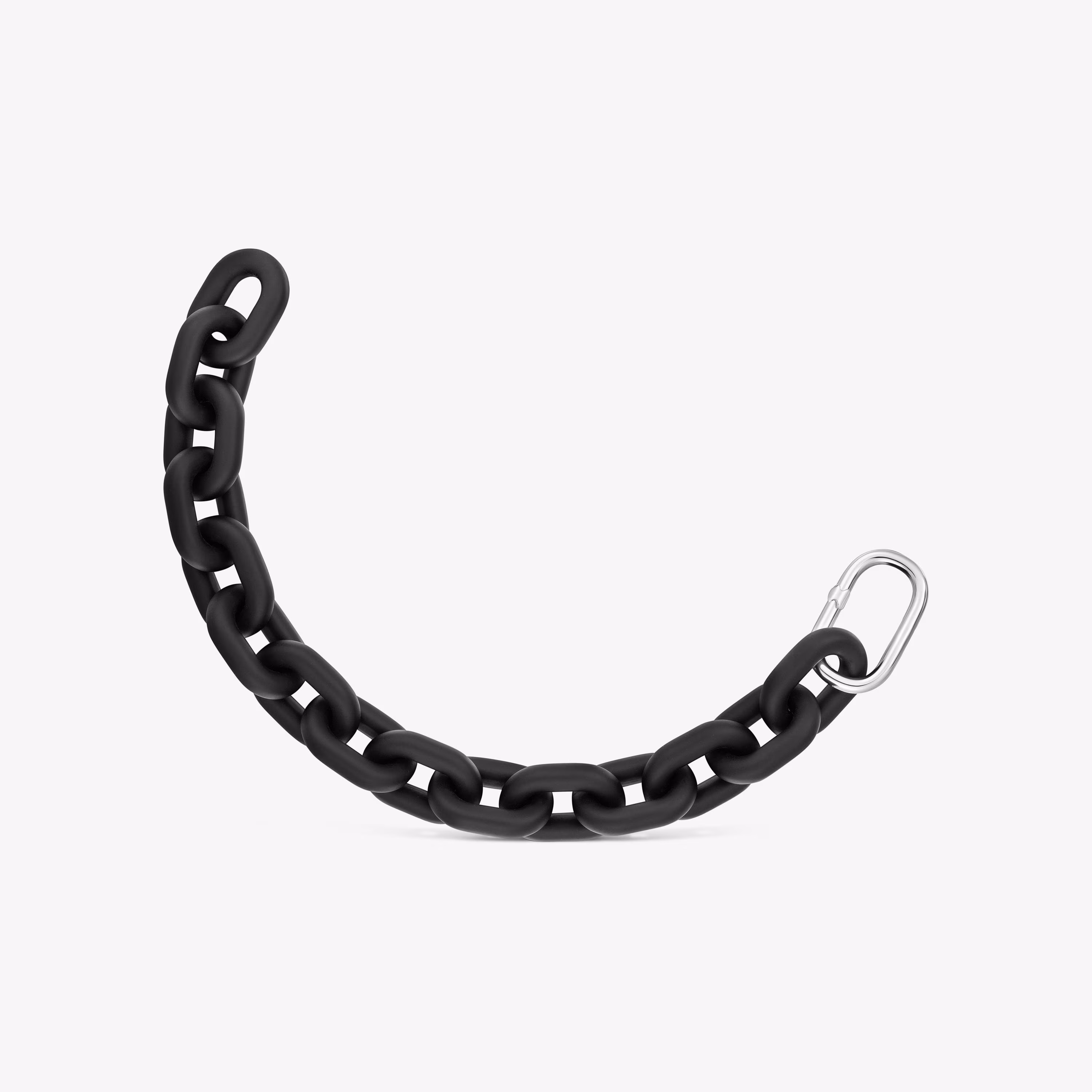 Pulsera cadena de acetato en color negro y anilla de plata Hold Oval