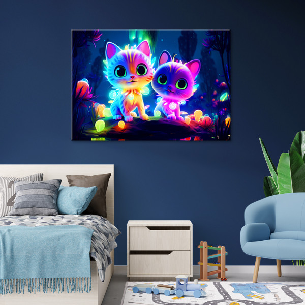 Feeby Obraz na płótnie, Kolorowe koty neon 60x40