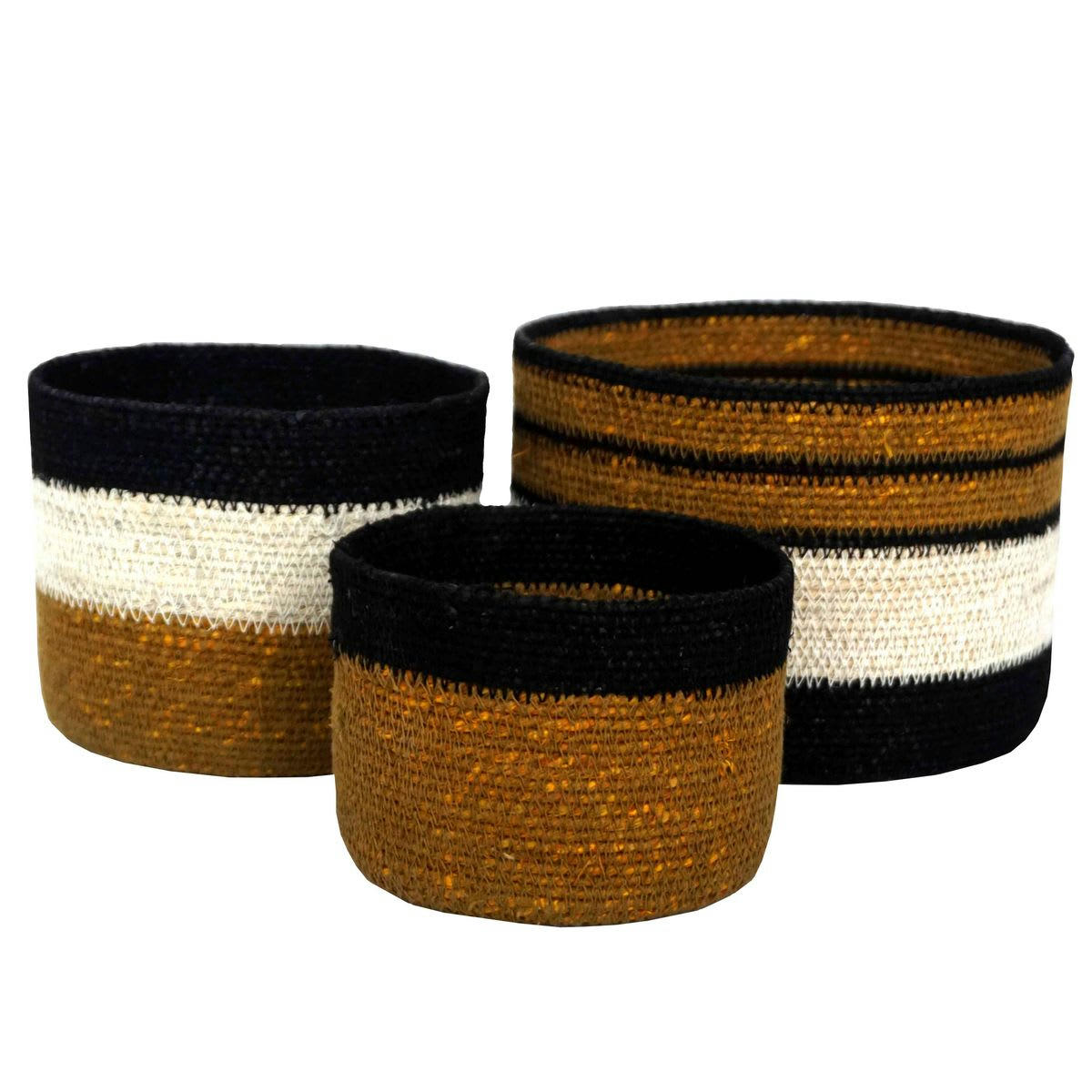 - Set de 3 boîtes en jonc de mer