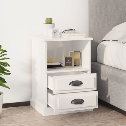 NNEVL Bedside Cabinets 2 pcs High Gloss White 43x36x60 cm
