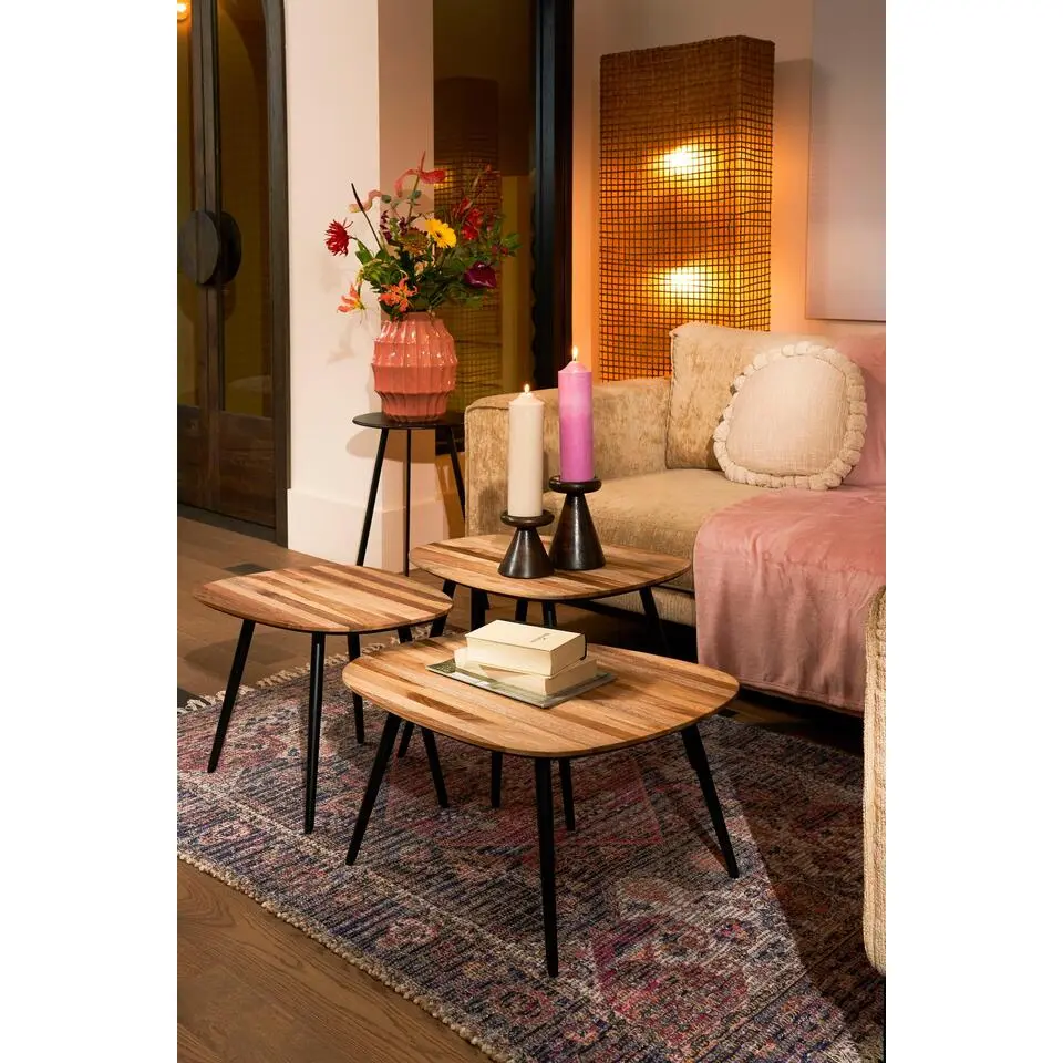 Mica Decorations Jailey Bijzettafel - Set van 3 - L62 x B52 x H34 cm