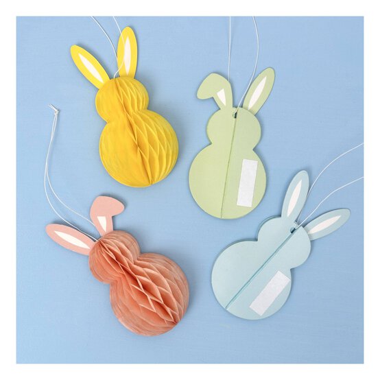 Honeycomb Bunny Decorations 4 Pack