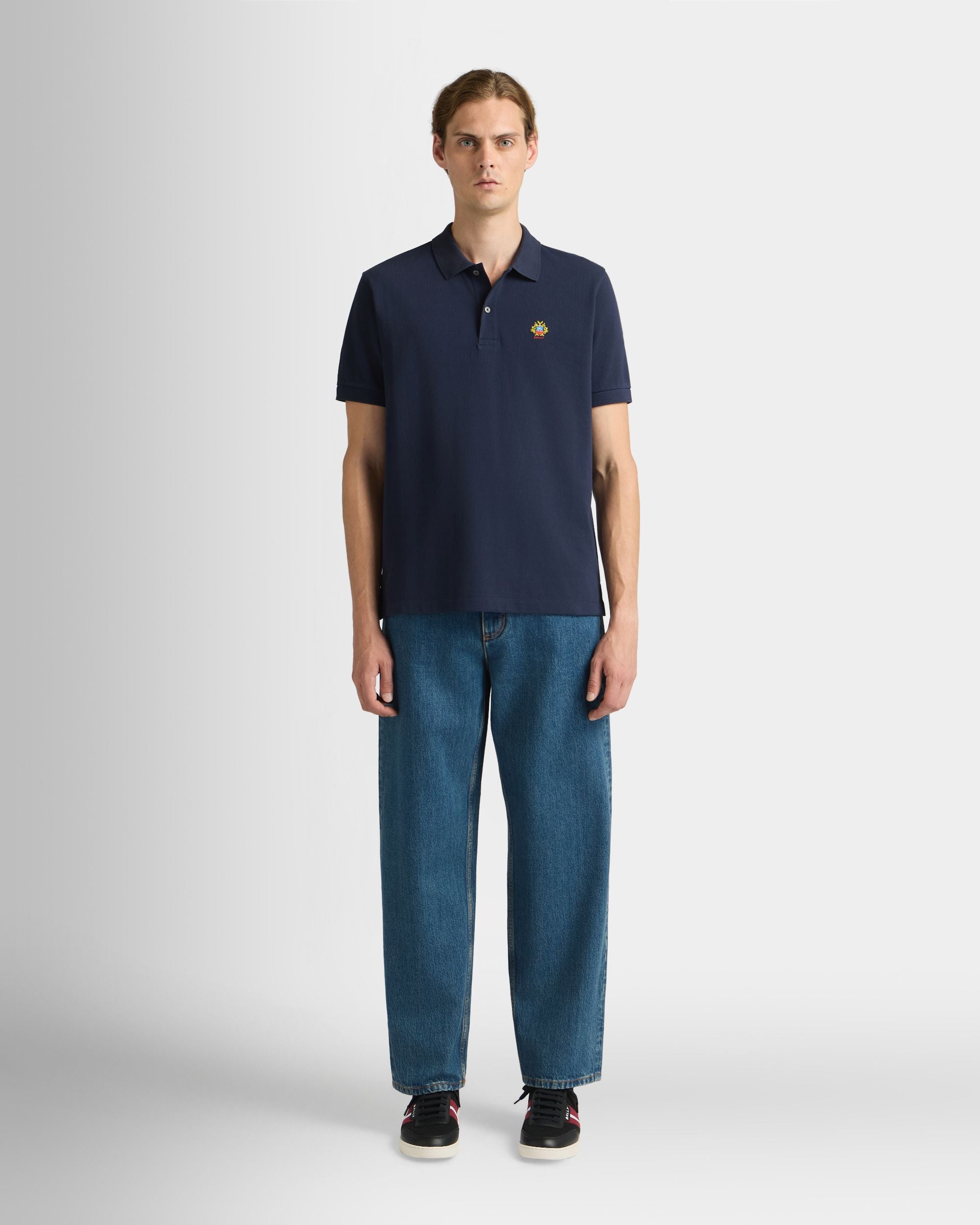 Poloshirt Aus Baumwolle In Navy Blue