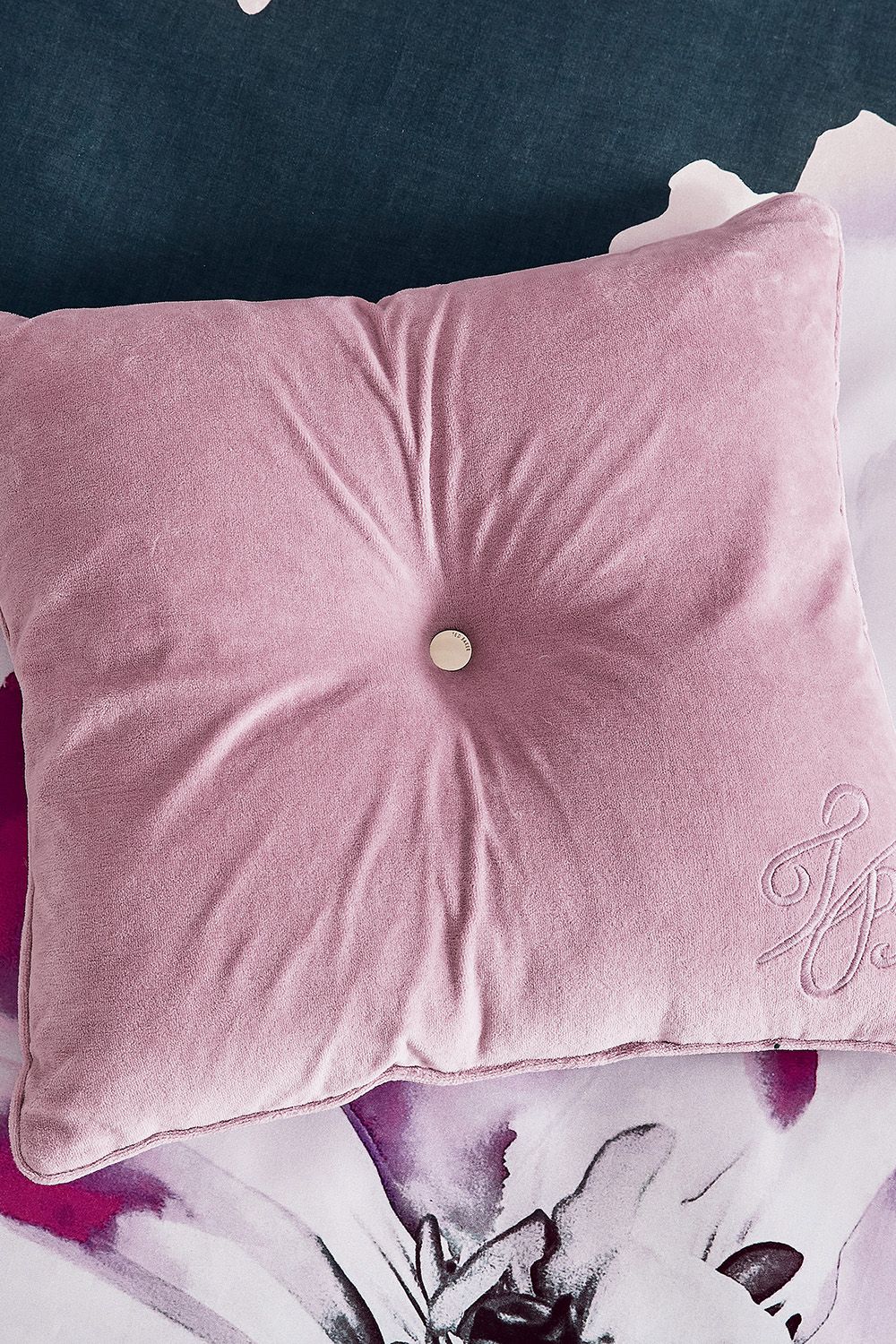 Ted Baker TB Branded' Cotton Velvet Button Cushion