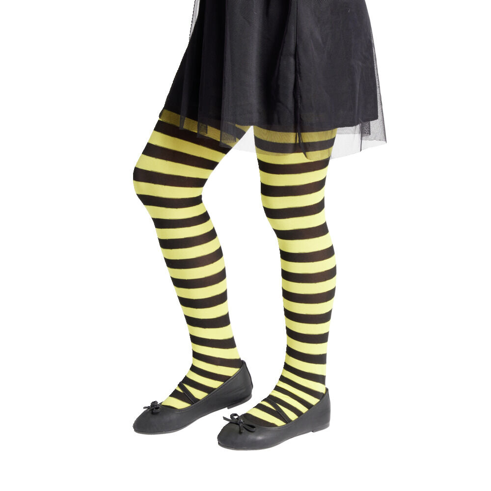 Collant enfant motif abeille rayure jaune et noir Taille unique L65cm