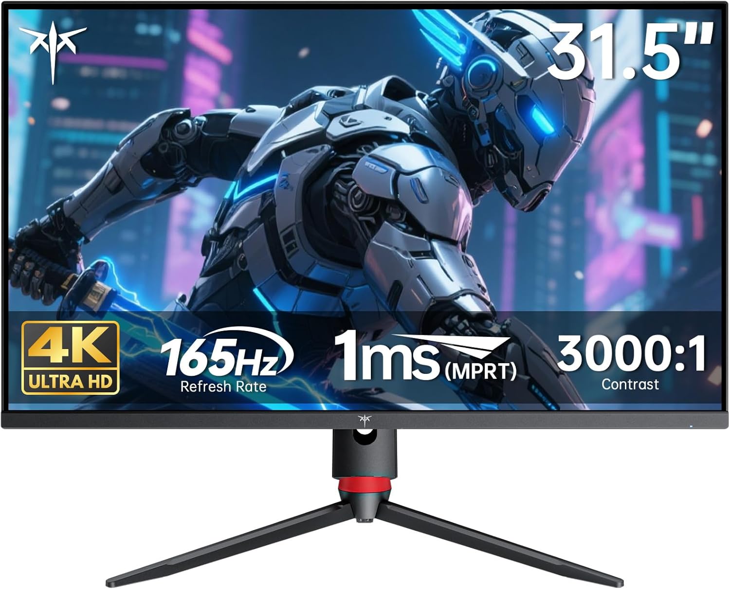 KTC 32 Inch 4K Gaming Monitor  165Hz UHD (3840x2160P) Fast IPS Screen  1ms (MPRT)  Adaptive Sync  3000:1 Contrast 121% sRGB HDMI 2.1 Display Port 1.4  Tilt/Height Adjustment  VESA Mount  H32P22P