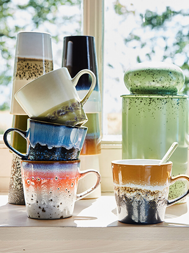 Set de 4 tasses americano 70s ceramique - hk living multicolore