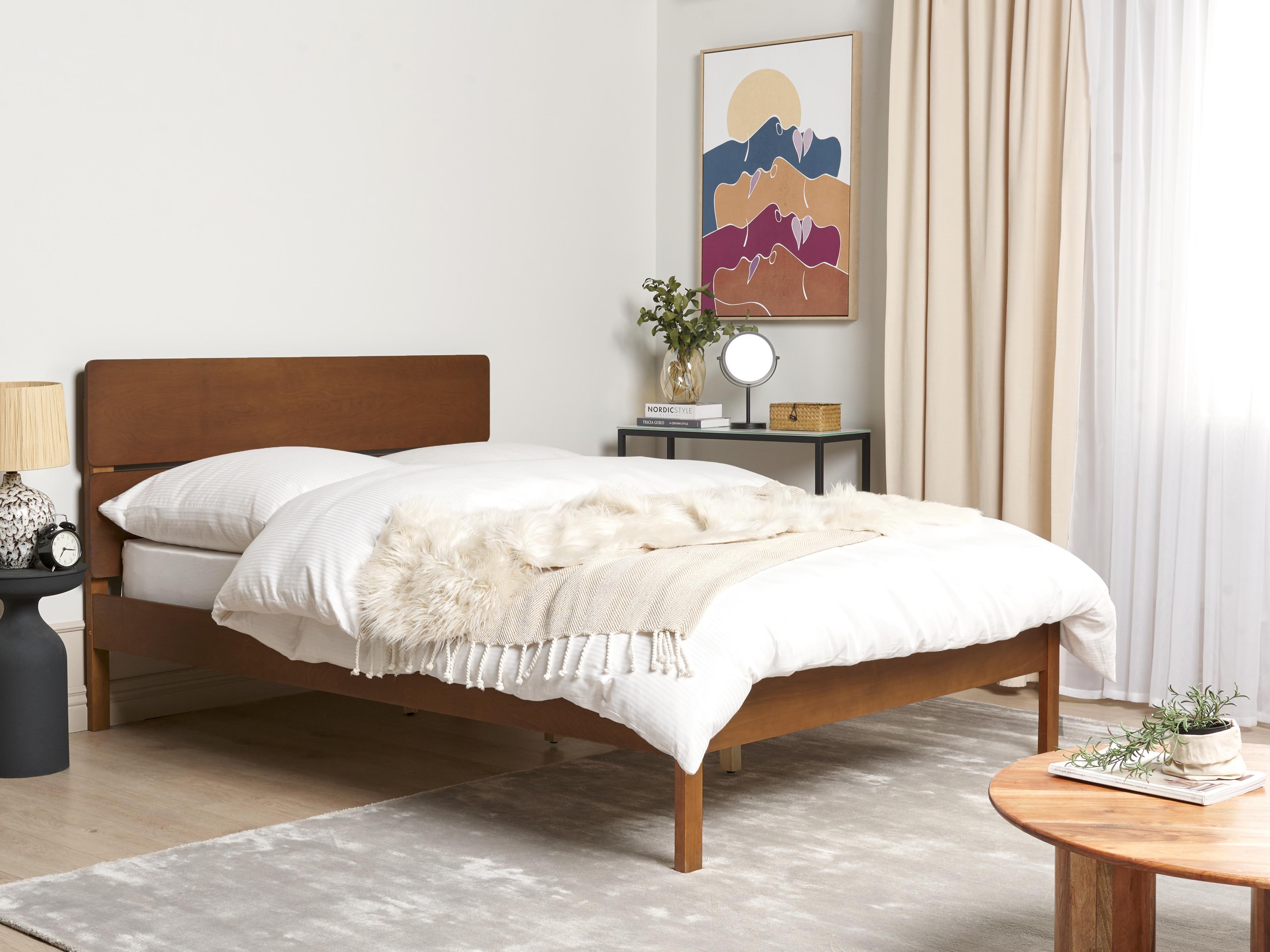 Bed Wood BOISSET 140 x 200 cm (EU Double) Dark Brown
