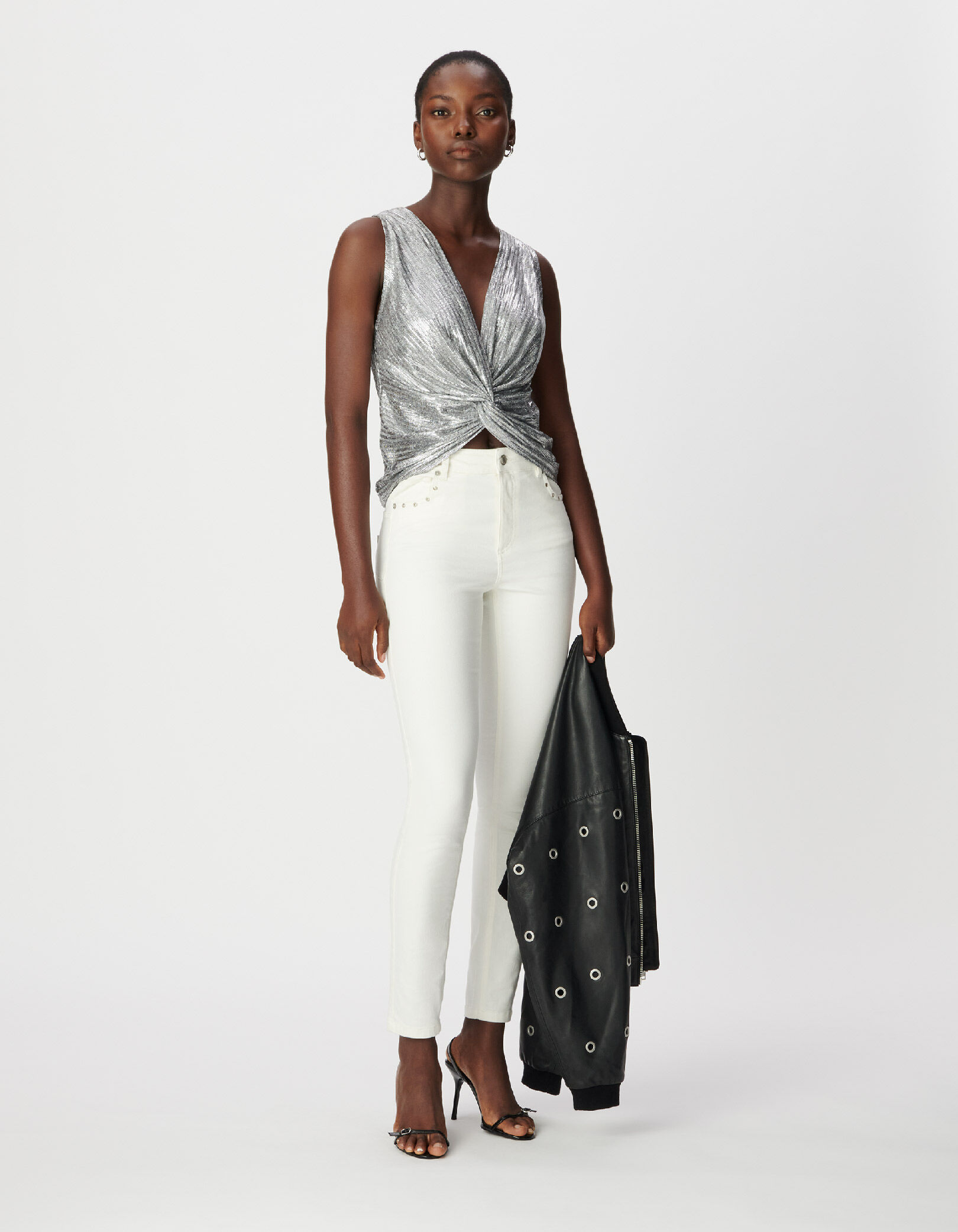 Jean slim blanc taille haute 7/8e Nina Femme